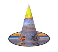 NDDCEDEW Cappelli del mago della strega dei cappelli di Halloween della stampa della spiaggia del tramonto per il cosplay di feste
