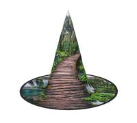 NDDCEDEW Cappelli di legno del mago della strega dei cappelli di Halloween della stampa del ponte per il cosplay di feste