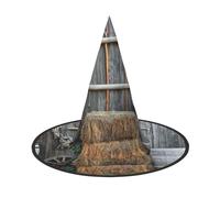 NDDCEDEW Cappelli di legno del mago della strega dei cappelli di Halloween della stampa della campagna del fienile per il cosplay delle feste