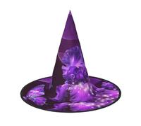 NDDCEDEW Cappelli porpora del mago della strega dei cappelli di Halloween della stampa della farfalla per il cosplay di feste