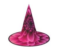 NDDCEDEW Cappelli rosa del mago della strega dei cappelli di Halloween della stampa della dalia per il cosplay delle feste