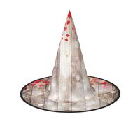 NDDCEDEW Cappelli rossi del mago della strega dei cappelli di Halloween della stampa del cuore di amore per il cosplay delle feste
