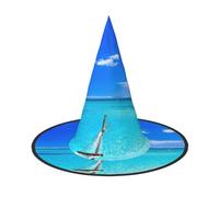 NDDCEDEW Cappelli tropicali del mago della strega dei cappelli di Halloween della stampa della spiaggia soleggiata per il cosplay delle feste