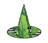NDDCEDEW Cappelli verdi del mago della strega dei cappelli di Halloween della stampa della foglia di palma per il cosplay delle feste