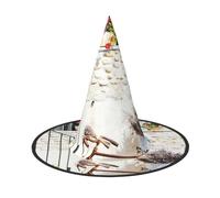 NDDCEDEW Casa di pietra con la stampa della bici cappelli di Halloween strega mago cappelli per feste cosplay