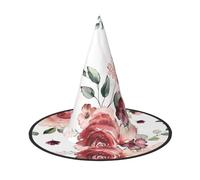NDDCEDEW Fiori di rosa che sbocciano i cappelli di Halloween della strega dei cappelli del mago della stampa per il cosplay delle feste