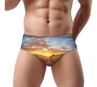 NDDCEDEW Golden Wheat Field Print - Slip da uomo a triangolo, a vita bassa, morbido, traspirante, assorbe il sudore (S-3XL), Nero , XXL