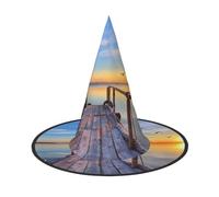 NDDCEDEW Lago sotto i cappelli del mago della strega dei cappelli di Halloween della stampa del tramonto per il cosplay delle feste