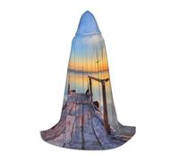 NDDCEDEW Lago sotto il tramonto stampa mantello con cappuccio per adolescenti fino al pavimento mantello con cappuccio