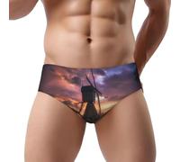 NDDCEDEW Lakeside At Sunset - Slip da uomo a triangolo, a vita bassa, morbido, traspirante, assorbe il sudore (S-3XL), Nero , M