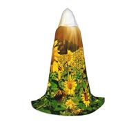 NDDCEDEW Mantello con cappuccio con stampa di girasoli sotto le nuvole per adolescenti mantello con cappuccio lunghezza pavimento