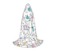 NDDCEDEW Mantello con cappuccio irregolare variopinto della stampa geometrica per il mantello incappucciato di lunghezza del pavimento