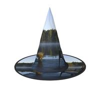 NDDCEDEW Mattina Al Lago Stampa Cappelli Halloween Strega Mago Cappelli Per Festività Cosplay
