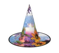 NDDCEDEW Pietre di massaggio con i cappelli di Halloween della stampa della margherita cappelli del mago della strega per il cosplay delle feste