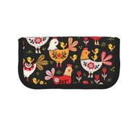 NDDCEDEW Simpatico astuccio con gallo e galline, grande capacità, astuccio per studenti carino per ragazze e ragazzi adolescenti astuccio per matite per la scuola divertente astuccio organizer, Nero ,