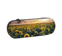Nddcedew Simpatico astuccio per bambini, in pelle, con cerniera, motivo girasole con stampa di terreni agricoli, per studenti, cancelleria per studenti, portapenne, Nero , Taglia unica, Zaino per la