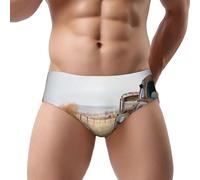 NDDCEDEW Slip a triangolo da uomo con stampa antica auto, a vita bassa, morbido, traspirante, assorbe il sudore (S-3XL), Nero , S