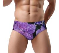 NDDCEDEW Slip a triangolo da uomo con stampa floreale ortensia a vita bassa, morbido, traspirante, assorbe il sudore (S-3XL), Nero , L