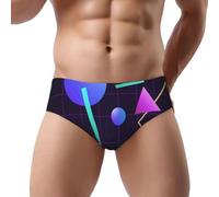 NDDCEDEW Slip a triangolo da uomo con stampa geometrica fluo, a vita bassa, morbido, traspirante, assorbe il sudore (S-3XL), Nero , 3XL