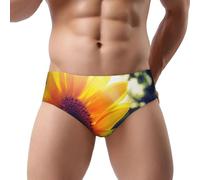 NDDCEDEW Slip a triangolo da uomo con stampa girasole e sole, a vita bassa, morbido, traspirante, assorbe il sudore (S-3XL), Nero , 3XL