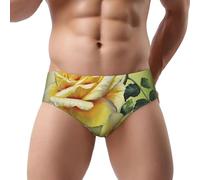 NDDCEDEW Slip a triangolo da uomo con stampa rosa gialla, a vita bassa, morbido, traspirante, assorbe il sudore (S-3XL), Nero , L