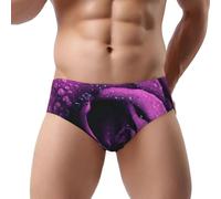 NDDCEDEW Slip a triangolo da uomo con stampa rosa viola, a vita bassa, morbido, traspirante, assorbe il sudore (S-3XL), Nero , L