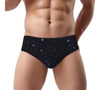 NDDCEDEW Slip da uomo a triangolo con stampa costellazione blu, vita bassa, morbido, traspirante, assorbe il sudore (S-3XL), Nero , XXL