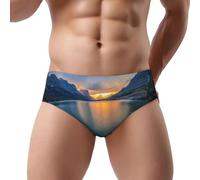 NDDCEDEW Slip da uomo a triangolo con stampa del Glacier National Park, a vita bassa, morbido, traspirante, assorbe il sudore (S-3XL), Nero , XXL