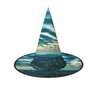 NDDCEDEW The Dusk View Of City Print Cappelli di Halloween Strega Mago Cappelli Per Festività Cosplay