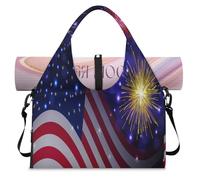 Ndependence Day Holidays Sports Duffel Bag per donne uomini bandiera americana Weekend Borsa da notte con scomparto per scarpe Borsa a tracolla Tote Bagagli per Yoga Palestra Viaggi, Colore, L,