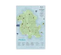 NDGSA Poster su tela con mappa dell'isola perduta, decorazione per camera da letto, ufficio, camera da letto, regalo, 50 x 75 cm