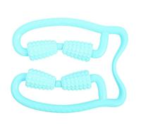 NDiyueAa Bastone per Massaggio a Quattro Rulli con 398 Grani di Grano, Impugnatura a Strisce, per Sollievo Muscolare Completo del Corpo, Materiale di Alta Qualità, Design Leggero (Blu)