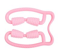 NDiyueAa Bastone per Massaggio a Quattro Rulli con 398 Grani di Grano, Impugnatura a Strisce, per Sollievo Muscolare Completo del Corpo, Materiale di Alta Qualità, Design Leggero (Rosa)