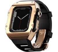NDJQY Cassa dell'orologio in acciaio inox Rm Fluoro gomma Strap Mod Kit, per Apple Watch Ultra 8 49 mm Aggiornamento Titanium Lunette Antiurto Esercizio Band, per donne e uomini, For 49mm, Agata
