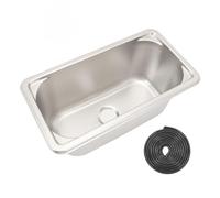 NDNCZDHC 11.8 X 5.9 X 5.9in 304 Stainless Steel Sink with 40mm Drain Port 7L Capacity Embedded Installation for Boat Caravan