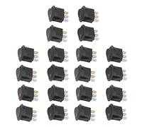 NDNCZDHC 20Pcs 12V Round Rocker Switch LED Light 3 Pin 2 Level Toggle SPST Blue Green Yellow Red KCD1