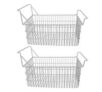 Ndnczdhc 2pcs cesti di organizzatore per congelatore domestico con manici bassi alti, bidoni del congelatore in acciaio per la dispensa da cucina (19.7x9.4in) (19.7x10.6in)
