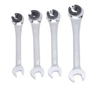NDNCZDHC 4Pcs Ratcheting Wrench Set 10-17mm Metric Open Flex Head Open End Adjustable for Fuel Brake Air Conditioning Lines Nuts