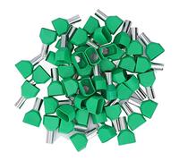 NDNCZDHC 50pcs Cold Pressed Terminals Green Pipe Shaped End PVC Red Copper Wire Crimp Connector
