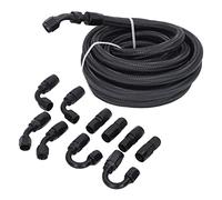 NDNCZDHC 6AN Fuel Line Fitting Kit 20ft Hose 10pcs Fitting Aluminum Black Anodized 500 Psi for Car Ship