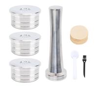 NDNCZDHC Capsula caffè riutilizzabile con cucchiaio e pennello, filtro caffè ricaricabile in acciaio inossidabile compatibile con la macchina DELTA Q Maker (con filtri di carta Pennello Cucchiaio