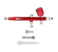 NDNCZDHC G1/8 Set di aerogrammi, tazza di alimentazione da 9 ml, 15-50 psi, ugello 0,2 mm, penna spray per vernice fai da te in ottone per nail art campeggio (Rosso)
