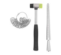 NDNCZDHC Ring Sizer Measuring Tool, Stainless Steel Ring Mandrel and Mallet Jewelry Sizing Reshaper Repair Kit with Hammer