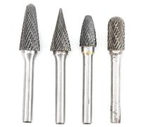 NDNCZDHC Set di frese in carburo da 4 pezzi, gambo da 6 mm, testa massima 12mm di diametro, punte smerigliatrice in acciaio al tungsteno per incisione per lucidatura dei metalli