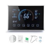 NDNCZDHC Smart Thermostat LCD Color Touch Screen APP Voice Control Programmable Heat Pump Thermostat with C Wire Adapter (Black)