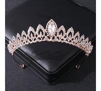 NDRFAWY Diadema con diamanti color argento, corone e diademi in cristallo color oro rosa con strass, diadema per donne, accessori per capelli da sposa, gioielli