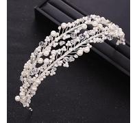 NDRFAWY Diadema con diamanti e perle, fascia per capelli da donna, accessorio per capelli da sposa, gioielli con strass, corona da sposa, regalo