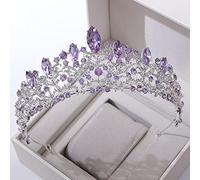 NDRFAWY Diadema di lusso con diamanti sintetici viola argento diadema corona corona fascia per capelli festa nuziale diadema gioielli per capelli ornamenti Dubai Jewellry