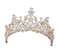 NDRFAWY Diamante Tiara Retro Oro Cristallo Diadema Da Sposa Corone Delle Donne di Lusso Strass Concorso Diadema Sposa Fascia Accessori Per Capelli Da Sposa