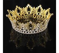 NDRFAWY Gioielli per capelli corona diadema per donne strass cristallo matrimonio regina corona diadema nuziale diadema colore argento copricapo corona festa matrimonio accessori per capelli